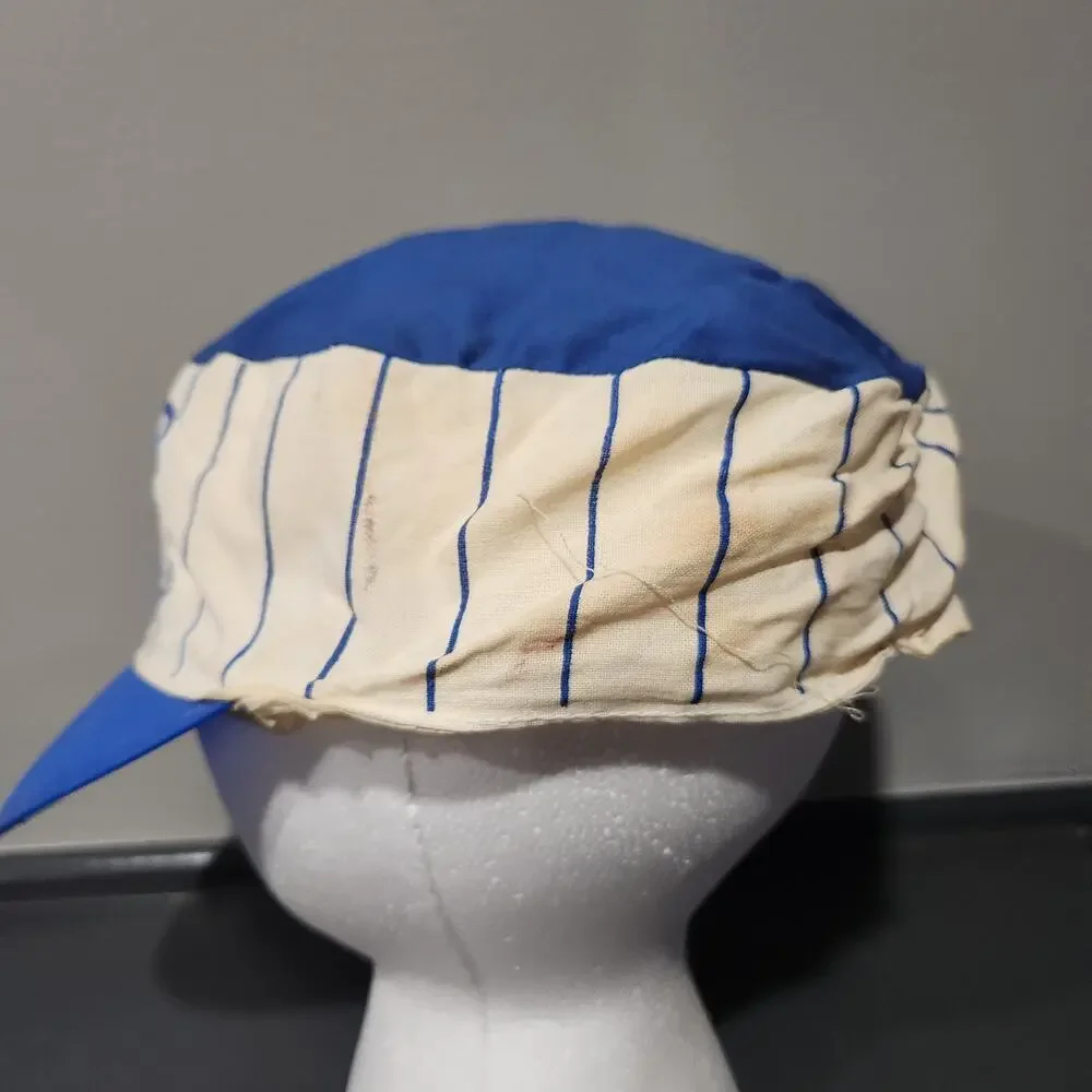 VTG Bud Light‎ Budweiser Beer Blue Pinstripe Painters Hat Cap USA Made STAINED